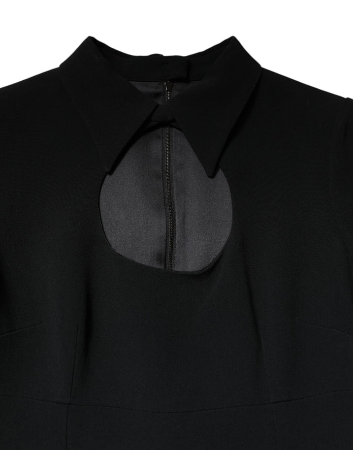 Black Long Sleeves Bodycon Sheath Midi Dress