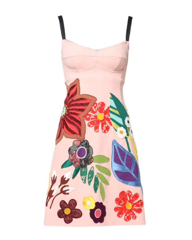 Pink Floral Print Spaghetti Strap Mini Dress