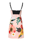 Pink Floral Print Spaghetti Strap Mini Dress