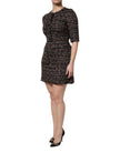 Brown Tweed Short Sleeves A-line Mini Dress