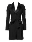 Black Wool Jumpsuit Dress Women Coat Jacket