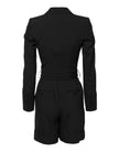Black Wool Jumpsuit Dress Women Coat Jacket