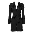 Black Wool Jumpsuit Dress Women Coat Jacket