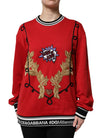Red Cotton Queen Sequined Pullover Sweater