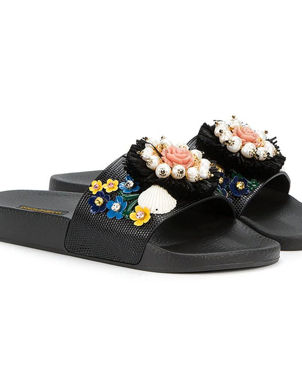 Black Calfskin Women Sandal