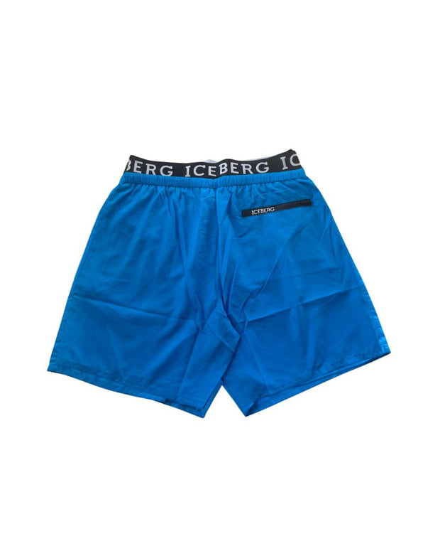 Light Blue Polyester Men Swim Short