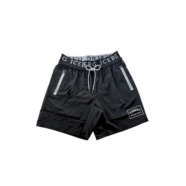 Black Polyester Men's Swim Short
