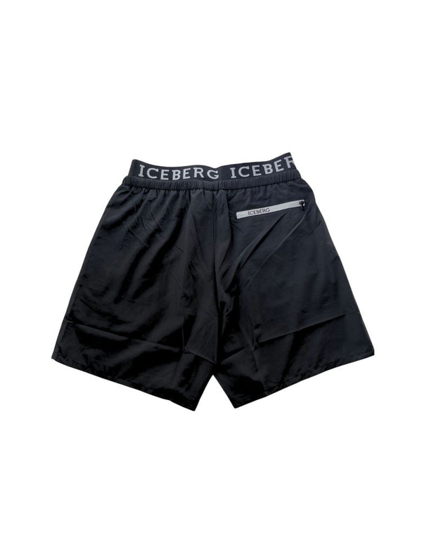 Black Polyester Men's Swim Short