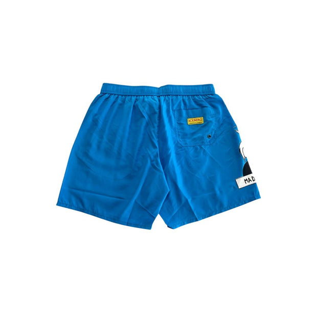 Light Blue Polyester Men Swim Short