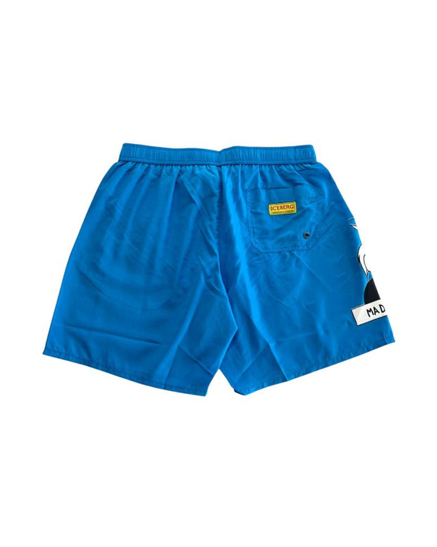 Light Blue Polyester Men Swim Short