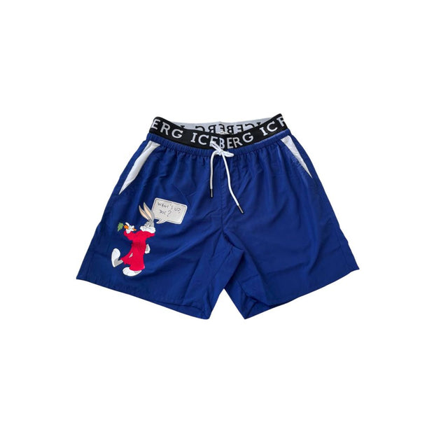 Blue Polyester Men's Swim Short