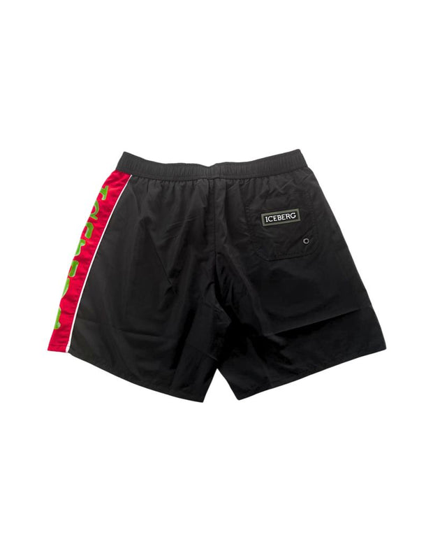 Black Polyester Men Swim Short