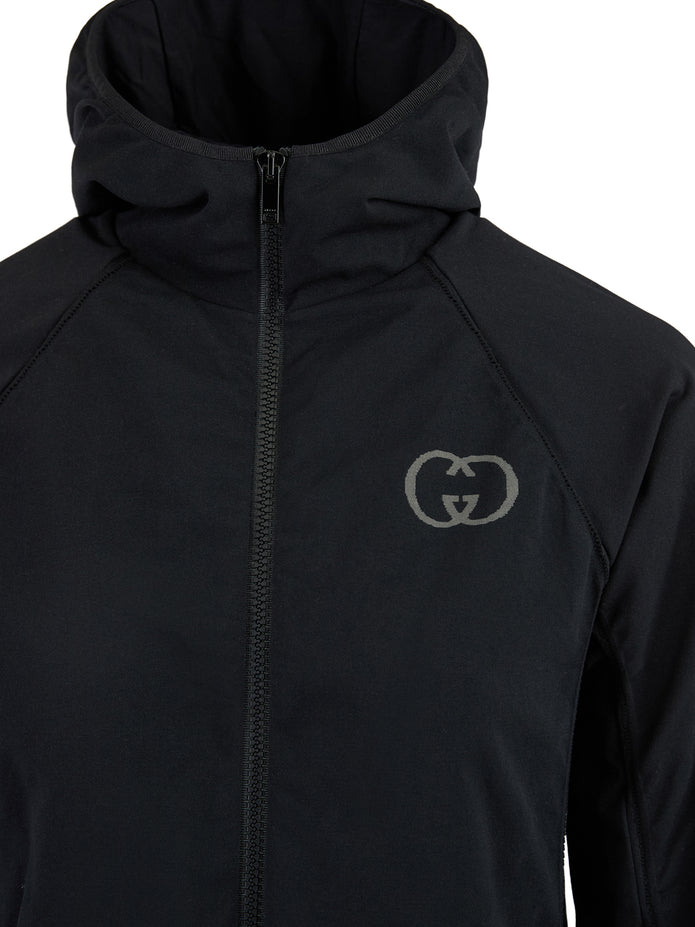 Black Polyamide Hoodie Sweatshirt