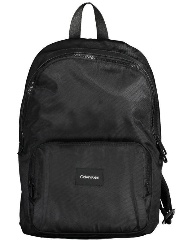 Black Polyester Men Backpack