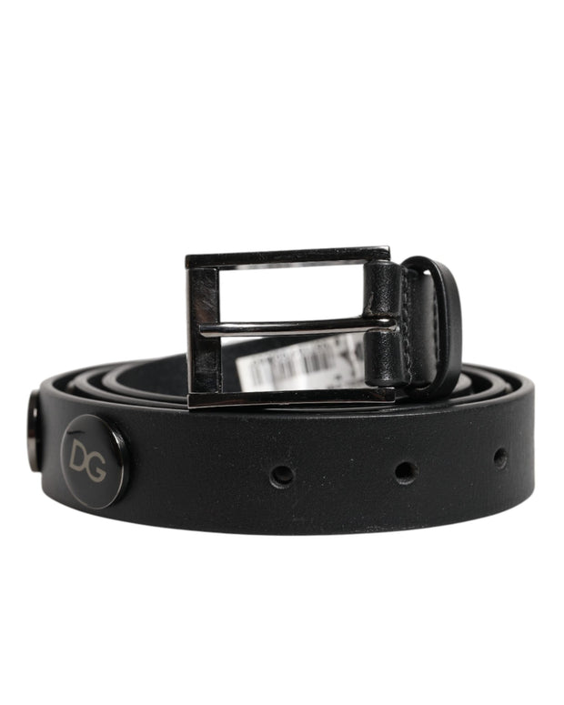 Black Luxury Leather DG Studs Buckle Belt