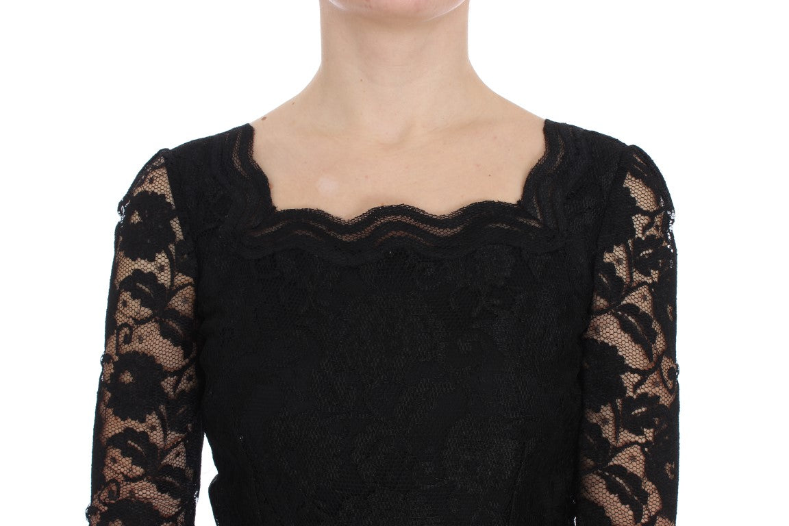 Elegant Black Floral Lace Maxi Dress