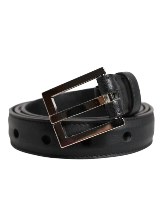 Black Classic Calfskin Leather Buckle Belt