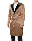 Brown Silk Single Breasted Trench Coat  Jacket