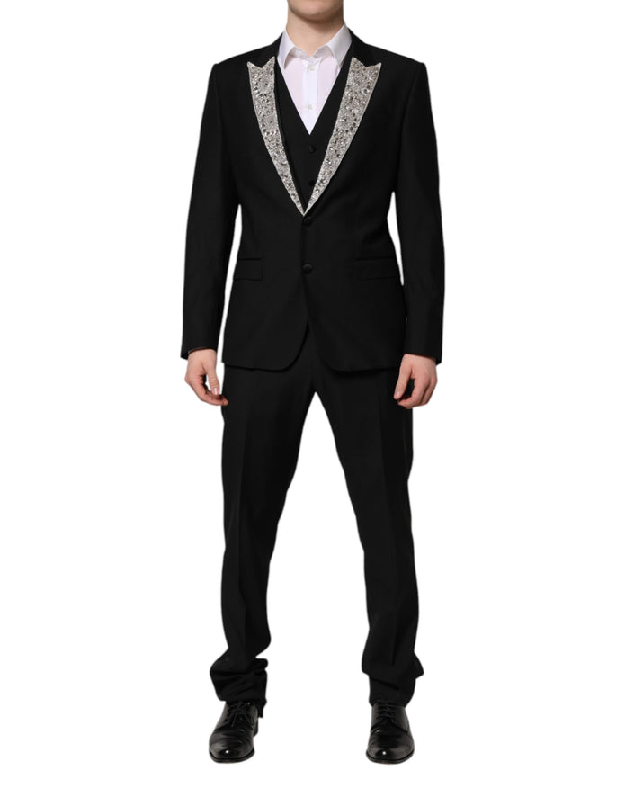 Black MARTINI Crystal Embellished 3 Pc Suit