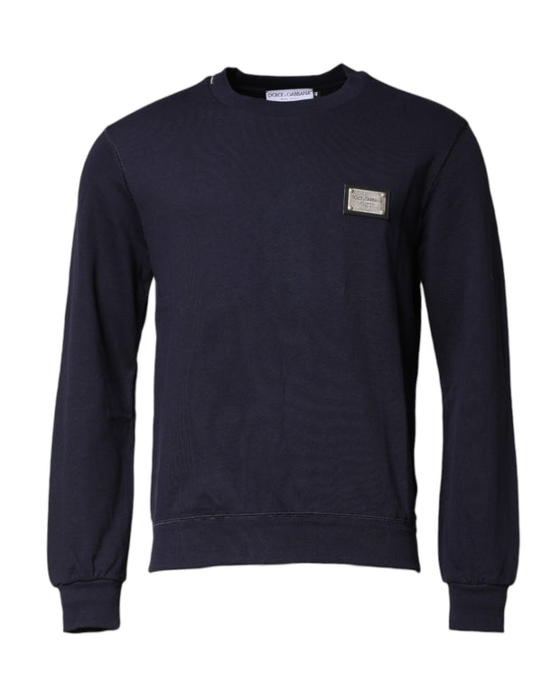 Dark Blue Logo Crew Neck Pullover Sweater