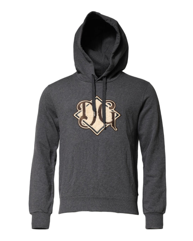 Gray Logo Patch Hooded Sweatshirt Sweater
