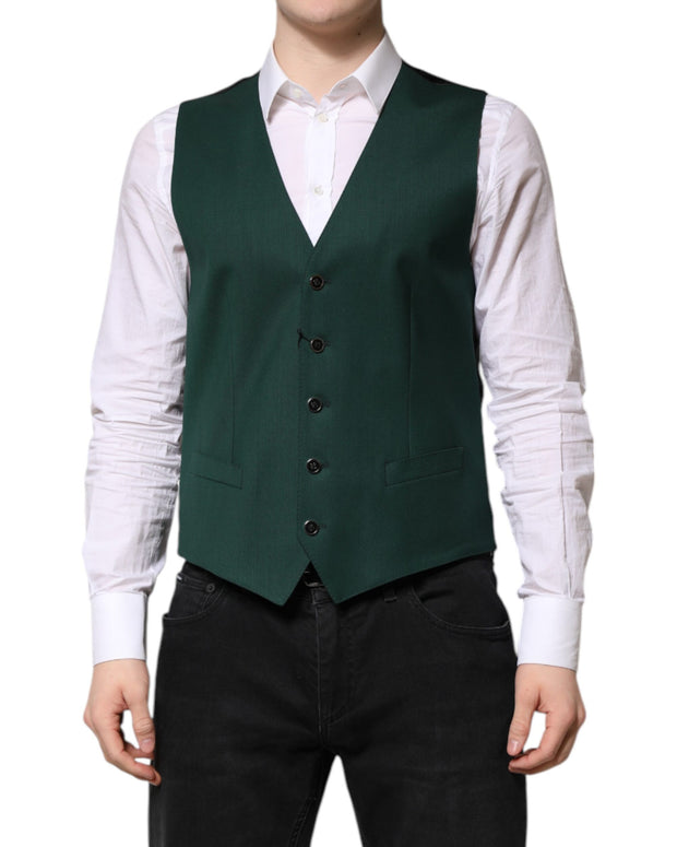 Green Wool Dress Formal Men Waistcoat Vest