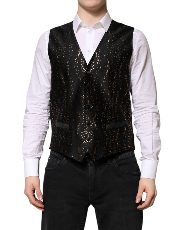 Black Lurex Dress Formal Men Waistcoat Vest