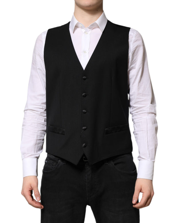 Black Wool Dress Formal Men Waistcoat Vest