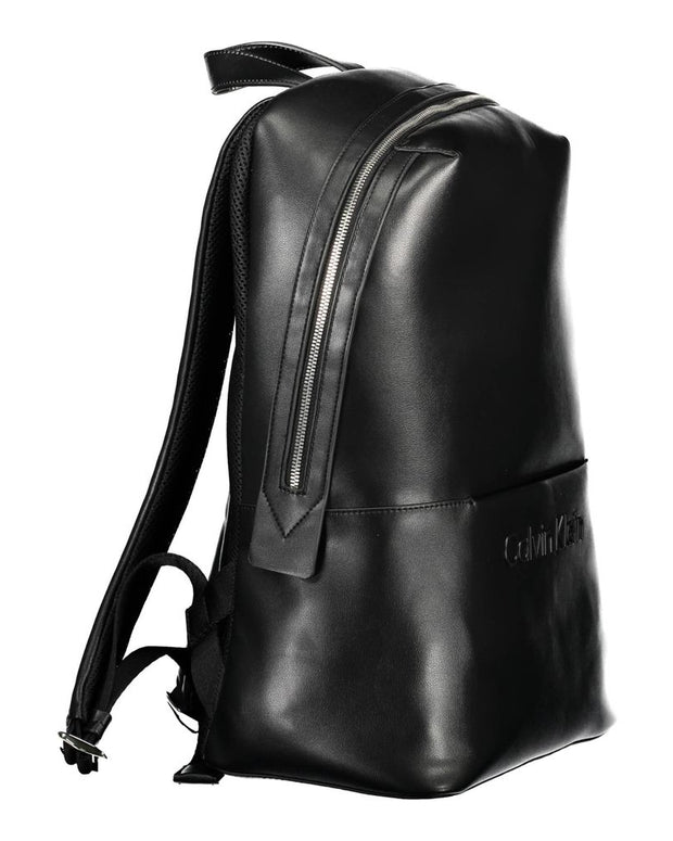 Black Polyester Men Backpack