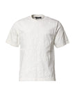 White Cotton Logo Embossed Crew Neck T-shirt