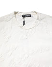 White Cotton Logo Embossed Crew Neck T-shirt