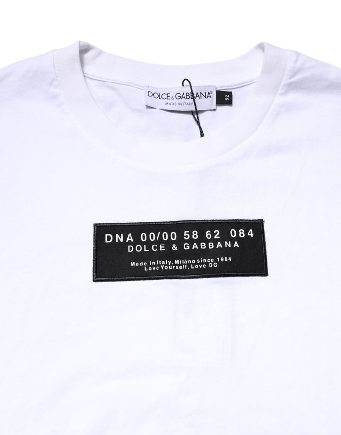 White Cotton Logo Patch Crew Neck T-shirt