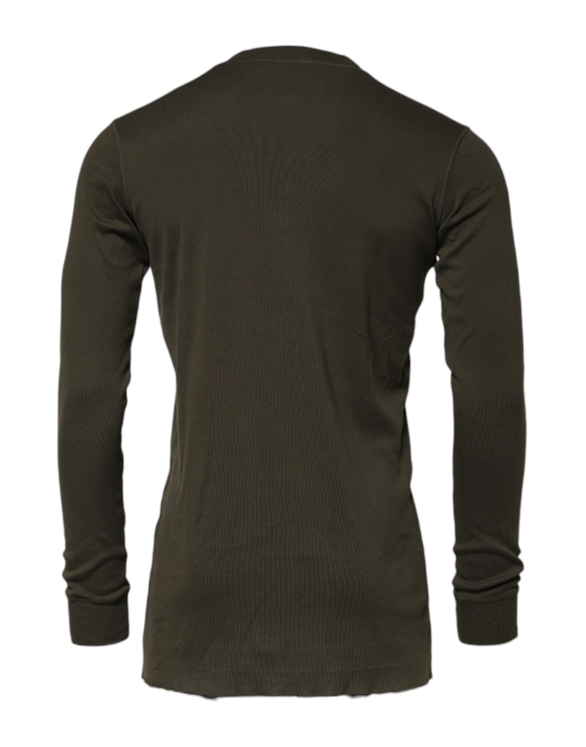 Dark Green Long Sleeves Crew Neck T-shirt