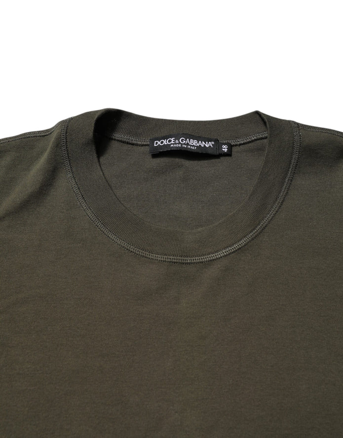 Dark Green Long Sleeves Crew Neck T-shirt