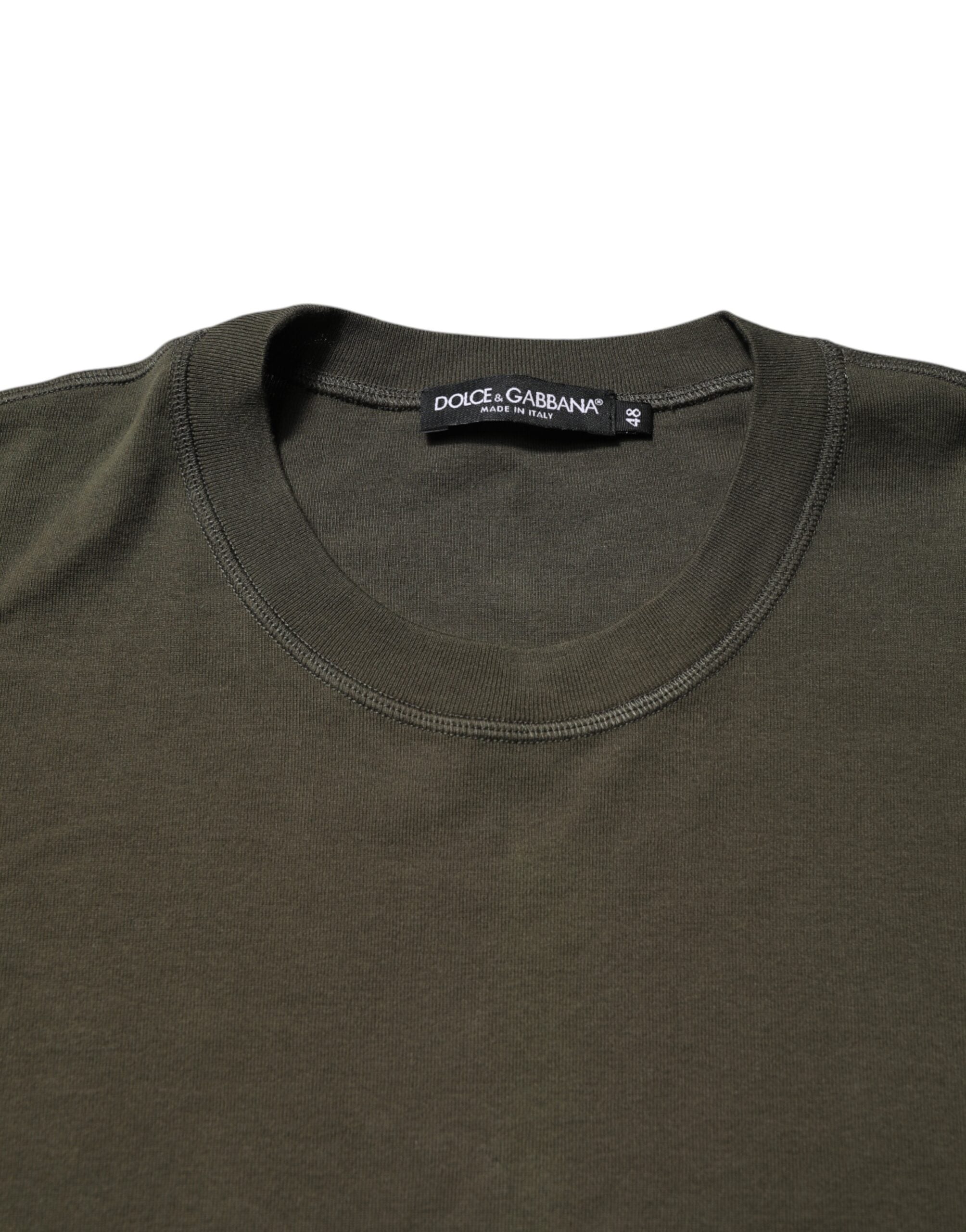Dark Green Long Sleeves Crew Neck T-shirt