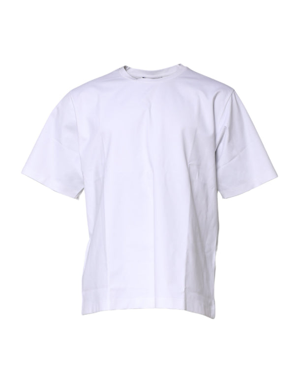 White Cotton Short Sleeves Crew Neck T-shirt