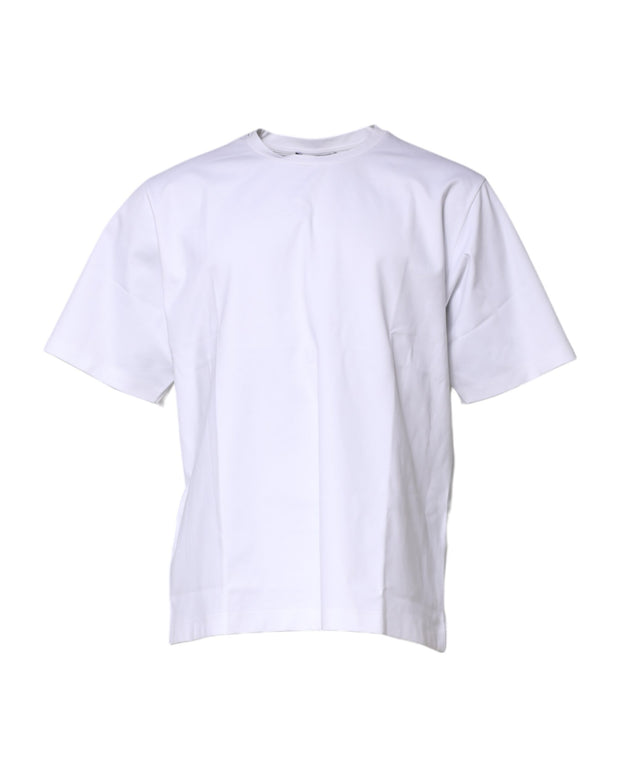 White Cotton Short Sleeves Crew Neck T-shirt