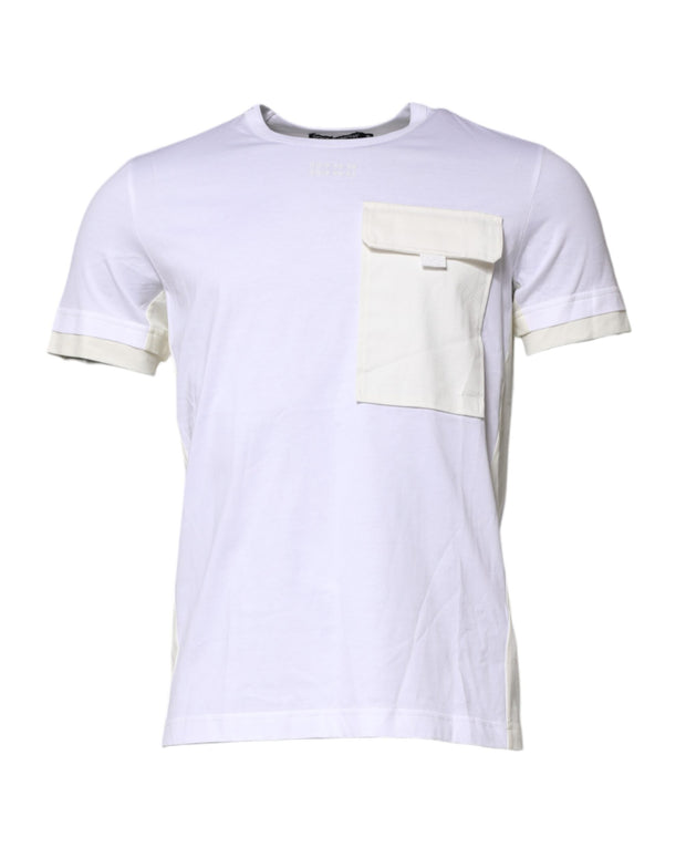 White Cotton Pocket Short Sleeves T-shirt