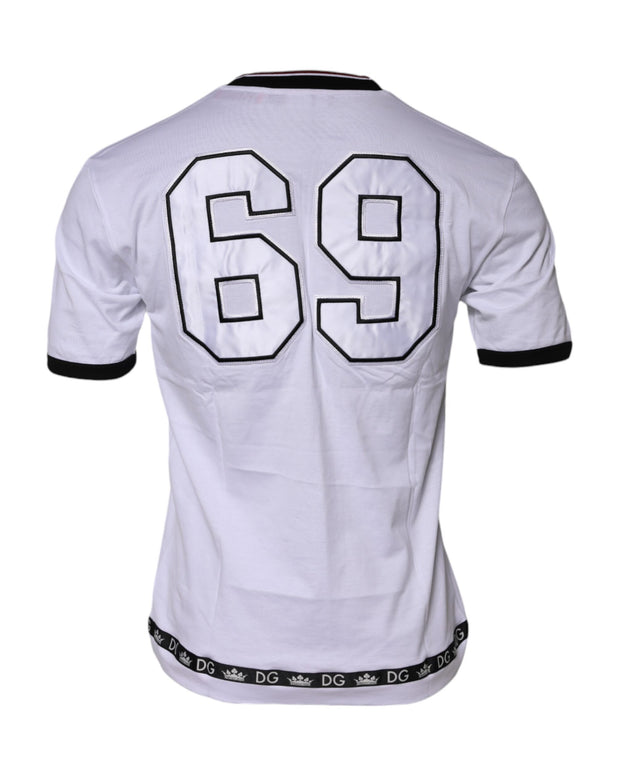 White Cotton Crown King Embroidery T-shirt