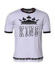 White Cotton Crown King Embroidery T-shirt