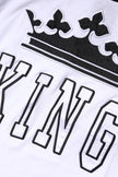 White Cotton Crown King Embroidery T-shirt