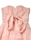 Pink Silk Chiffon A-line Pleated Midi Dress