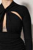 Black Long Sleeves Sheath Midi Dress
