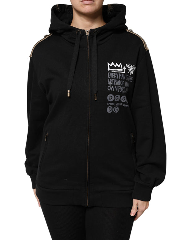 Black Logo Hooded Full Zip Sweatshirt Jacket