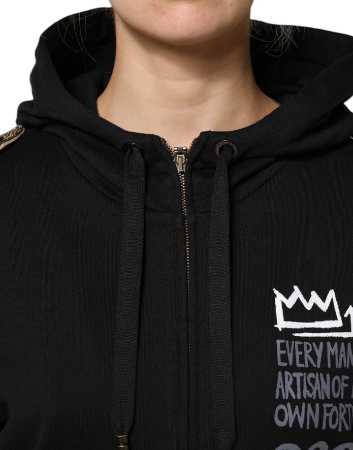 Black Logo Hooded Full Zip Sweatshirt Jacket