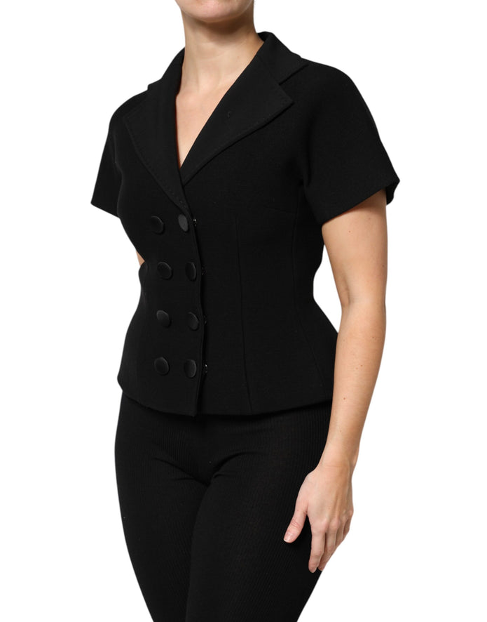 Black Wool Double Breasted Coat Jacket