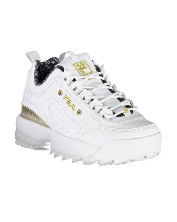 Exquisite White Lace-Up Sneakers