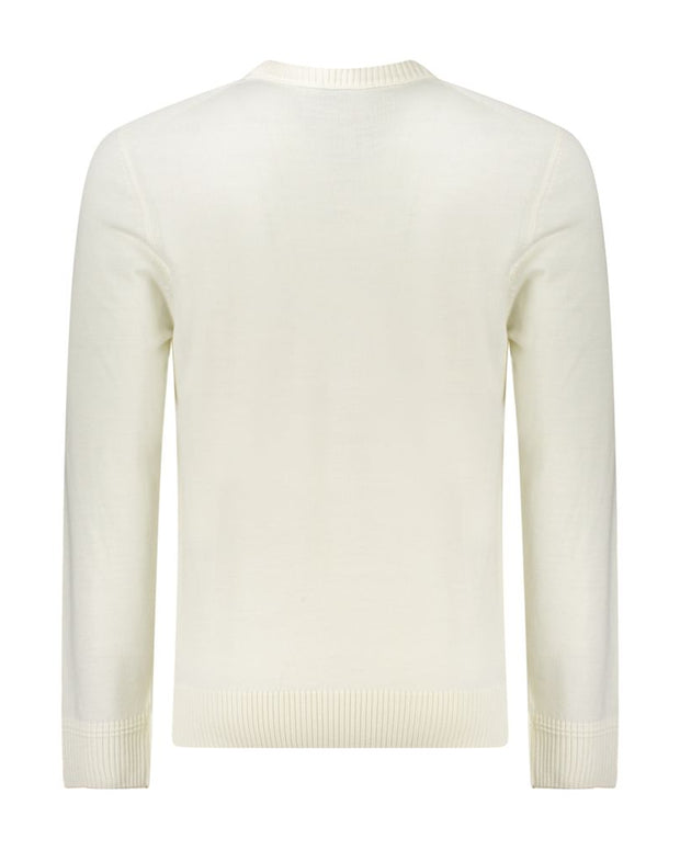 White Wool Men Sweater