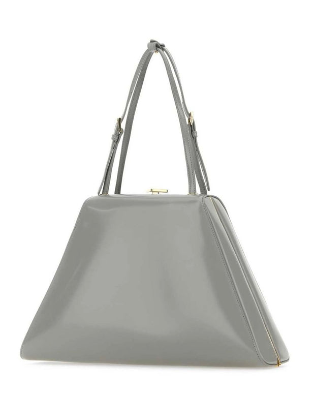 Gray Leather Handbag