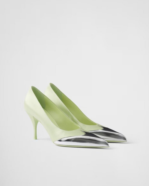 Satin And Metallic Leather Pumps